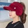 볼 캡 가을 가을 겨울 중공 탑 니트 모직 폭격기 모자 귀 보호 두꺼운 따뜻한 여성 패션 야구 모자