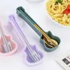 Dinnerware Sets Portable 304 Stainless Steel Cutlery Suit With Guitar Storage Box Chopstick Fork Spoon Knife Children Adult Travel Tableware