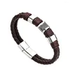 Braccialetti con ciondoli Tendenza vintage Pelle bovina Fibbia magnetica Bracciale da uomo Moda Pelle Personalità Prepotente Corda Regalo