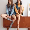 Women Socks Autumn Checkered Retro Vintage Cotton Crew Comfortable Color Fashion Sock Elastic Plaid Short Woman Sox