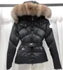 M home designer feminino emblema bordado marca francesa jaqueta puffer gola de pele inverno manter jaqueta quente com cinto jaqueta feminina com capuz tem tamanho NFC 1/2/3/4