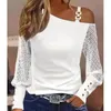 Frauen Blusen 2024 Frühling Metall Weg Von Der Schulter Slash Neck Gradienten Hemd Slim Fit Multi Farbe Drucken Pullover Bluse tops Femme