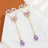 Kolczyki Dangle Mwsonya moda miłosna serce dla kobiet rhinestone dziobowy kroplę perłowy długą koreańską biżuterię gigt