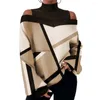 女性のブラウス2023秋/冬のTシャツ3D幾何学的コントラスト印刷ルーズサイズ長袖エレガントなハラジュクファッショントップ