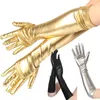 Fingerless Gloves Patent Leather Sexy Black Long Gloves Women Full Fingers Gloves Evening Party Performance Mittens Elbow Length Long coated GloveL231017