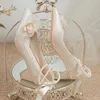Dress Shoes Bridal Shoes Flower High Heel Pumps Women Elegant Pearl Strap Wedding Party Shoes Woman Silk Pointed Toe Zapatos Mujer 231030