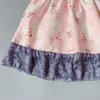 Robes d'été pour filles, vêtements Design à épaules rosées, manches en corne, beaux chemisiers à rayures pour filles