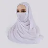 Etniska kläder 70 180 cm Europa och USA Pearl Chiffon Ladies Masked Turban Muslim Solid Color Scarf