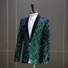 Męskie garnitury Blazers Dress Fantasy Fantasy cekinów mody sceniczny garnitur dla gospodarza piosenkarza kolorowy płaszcz tylko Blazer 231030