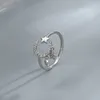 Cluster Rings Solid 925 Sterling Moon Star Silver Charming Irregular Geometric Open For Women Simple Trendy Party Gifts Accessories