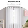 Curtain 2 Pcs Window Gauze Semi Sheer Light Filter Long Living Room Drape Mesh Bedroom Curtains