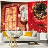 クリスマスの装飾タペストリー面白いサンタクローストナカイ暖炉クリスマスツリー冬の風景ホームリビングルームの装飾壁吊り231030