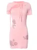 Party Dresses Pink Chinese Style Dress Mini Elegant Tie Short Sleeve Casual Ladies Ironing Diamond Package Hip Bodycon