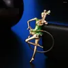 Brooches Enamel Gymnast Practicing Gymnastics Ballet Dancer Girl Brooch Cute Dress Coat Women Fashion Jewelry Christmas Gift