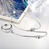 Chain Classic 100% 925 Sterling Silver Link Chain Armband för kvinnor Round CZ Stones Finger Ring Circle Charm Bangles Gift for Girl 231030