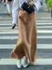 Casual a vita alta solido lungo per le donne Autunno moda patchwork tasca elegante maxi gonna da donna streetwear
