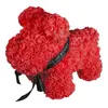 Flores decorativas grinaldas 30/38cm artificial rosa cão flor bonito sabão espuma filhote de cachorro brinquedo na caixa festa de aniversário decoração de casamento presentes fo otfch