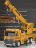 Diecast Model Large Truck Crane Engineering Vehicle Alloy Car Construction Toys Metal Toy Sound Light For Kids Gift 231030