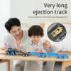 Diecast Model Deformable Rail Car Ejektion Folding Big Truck Toys for Kids Container Transporter Playset Children Gift 231031