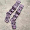 Womens fashion knitted letter socks luxury designer knee length stretchy elastic floral sock knitwear woman autumn winter accessories