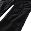 Jeans masculinos preto carga jeans queimado calças jeans bolsos com zíper hi street jeans harajuku hip hop streetwear y2k jeans homem 231030