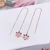 Dangle Earrings Pure 18K Rose Gold Women AU750 Snowflake 90mm Long Link