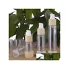 Bouteilles d'emballage Bouteille cosmétique en bambou en gros 20 ml 30 ml 50 ml 80 ml 100 ml 120 ml vide pompe à vide sans air pour sérum crème de maquillage Dhjax