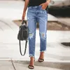 Women's Jeans Women Fashion Casual Ripped Slim Fit Female Hole Broken