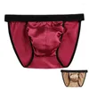 Underpants Mens Lingerie Panties Shiny Bulge Pouch Jockstraps Low Rise Bikini Gay Briefs Sexy Men Male Underwear Real Silk