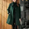 Женское офисное женское пальто из смесовой шерсти, темпераментное женское пальто, повседневный дизайн, воротник-стойка, однотонное пальто, теплая ветрозащитная куртка 231030