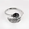 Hopearl Jewelry Pearl Ring Settings Black Feather Antique 925 Sterling Silver Blanks DIY 주얼리 제작 3 조각 245H