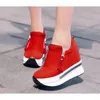 Sapatos de vestido Plataforma Sapatilhas Mulheres Vermelho Casual Confortável Salto Escondido Sapato Preto Sapatos de Lona Cunha Salto Sneaker Tenis de Mujer 231030