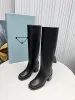 Botas femininas altas de joelho planas e de alta qualidade, couro legítimo, preto, ocidental, alto, longo, chelsea, marca ins