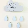 Wall Clocks Nordic Wooden Cloud Raindrop Shaped Clock Kids Room Decor Baby Gender Neutral Nursery Gifts 2816cm 231030