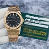 AP Szwajcarski luksusowy nadgarstek zegarki Royal AP Oak Series 15500or Złoty obudowa z czarną tarczą 18K Rose Gold Material Automatyczne mechaniczne zegarek mężczyzn O505