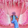 Décoration de fête costumée, belles ailes de plumes d'ange dorées, 140Cm, fée pour la danse, affichage de photographie, décorations de mariage