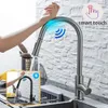 Kitchen Faucets DQOK Faucet Pull Out Brushed Nickle Sensor Stainless Steel Black Smart Induction Mixed Tap Touch Control Sink 231030