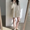 Casual Dresses 2023 Autumn Light Luxury Fashion Pleated Women Pendil Temperament Slim Long Trench Coat Boutique Clothing