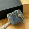 Fashion Women Makeup Bag Denim Bag Diamond Check Gold Hardware Metal Clasp Luxury Handbag Matelasse Chain Crossbody Bag Press Gold Ball Shoulder Bags Sacoche 18/11cm