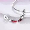 Pierres précieuses en vrac 925 en argent sterling rose chaussures de patin de ballet pendentif perles charme ajustement bracelet original bricolage balancent bijoux femmes cadeau