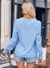 Kvinnors blusar 2023 Autumn Women Topps Fashion V Neck Long Sleeve Office Work Lady Shirt Casual Elegant Chic Blouse Plus Size Blusas