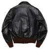 Men's Leather Faux Classic A 2 Type Horsehide Us Air Force Genuine Jacket Vintage Cloth Flight Retro Motorcycle Coat A2 Style 231031