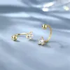 Stud Earrings Fashion Clear Zircon Star Screw Piercing For Women Girls Handmade Party Wedding Summer Beach Jewelry Gifts Eh089
