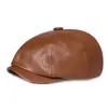 Berets Women Pu Leather Beret Hat Solid Gatsby Hats Octagonal Retro British Sboy Cap Men Outdoor Universal Universal apped ذروتها 231031