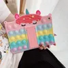 Für iPad 10.2 9./8./7. Generation Air 4 5 10,5 Zoll Hülle Erleben Sie Stress Fidget Toys Push Pop Bubble Silikonständer Tablet Cover Kinder Stoßfeste Schutzhüllen mit Lanyard