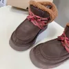 Zimowe owczelne zamszowe buty śniegowe buty koronkowe pull-tab na pięcie okrągłe palce botki botki