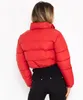 女性用ジャケット冬の女性ソリッドバブルショートクロップコートパフレディース