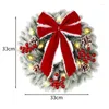 Fleurs décoratives 2 pièces 13 pouces pré-éclairé Mini Kit de couronne de Noël avec des lumières LED d'aiguille de pin d'arc rouge