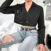 Ternos femininos rapwriter moda estrela broche entalhado único breasted blazers feminino 2023 outono manga longa solta colheita jaqueta veste femme