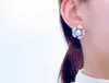 스터드 이어링 화려한 9-10mm 남쪽 해수소 회색 진주 귀걸이 925S Jewelry Aretes de Mujer